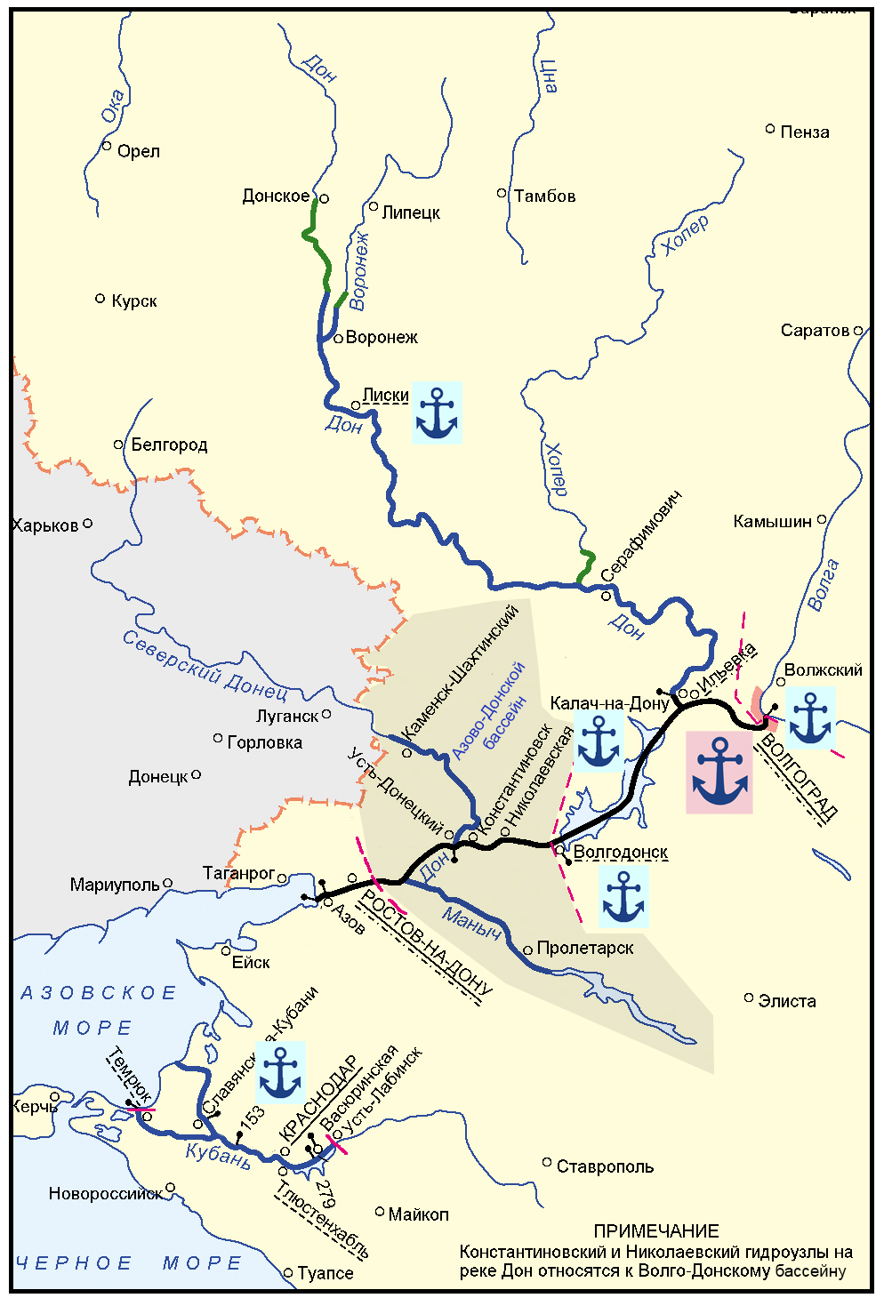Бассейн реки Хопер на карте